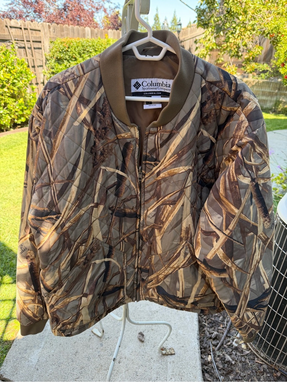 Columbia Realtree-Style Quilted Bomber Jacket - Brown & Olive